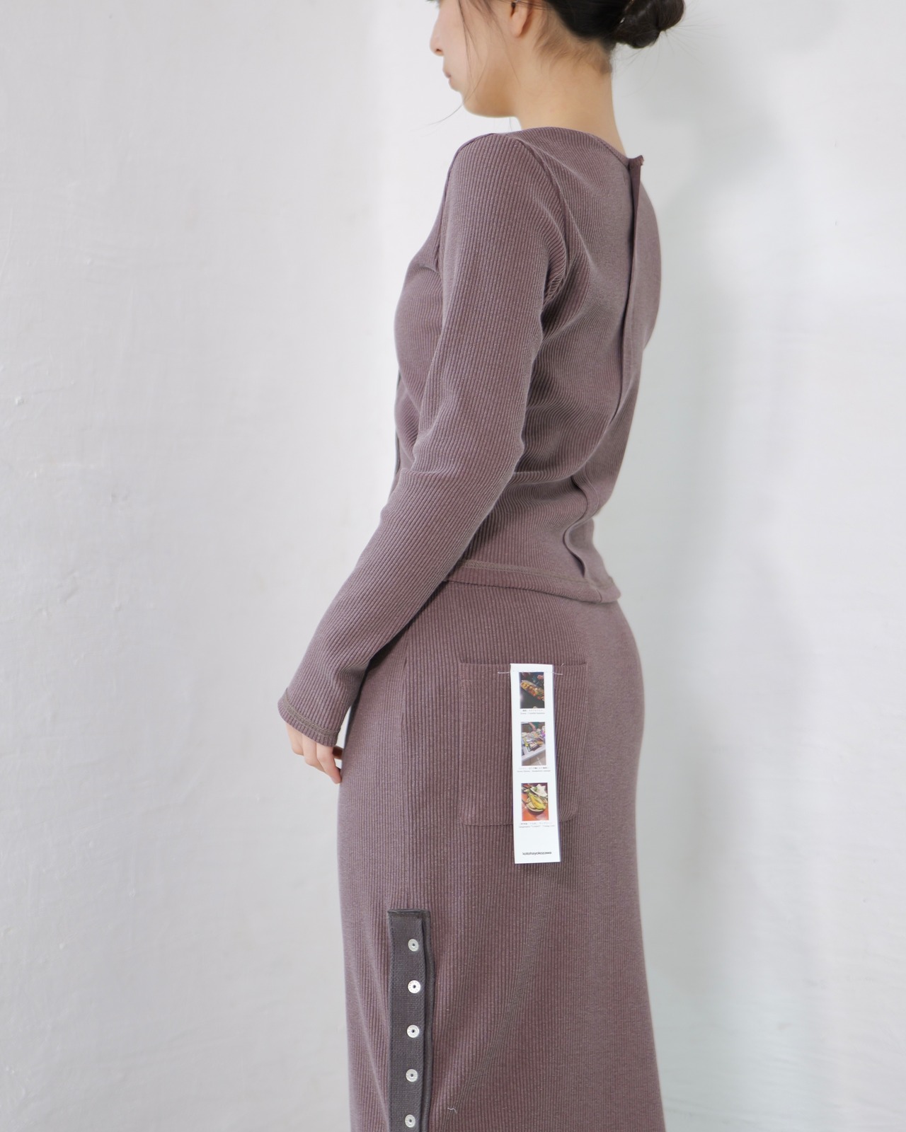 kotoha yokozawa - Click Dot Cardigan ：Cacao｜クリックドット／製品染めリブ＋ヘビー綿テープ