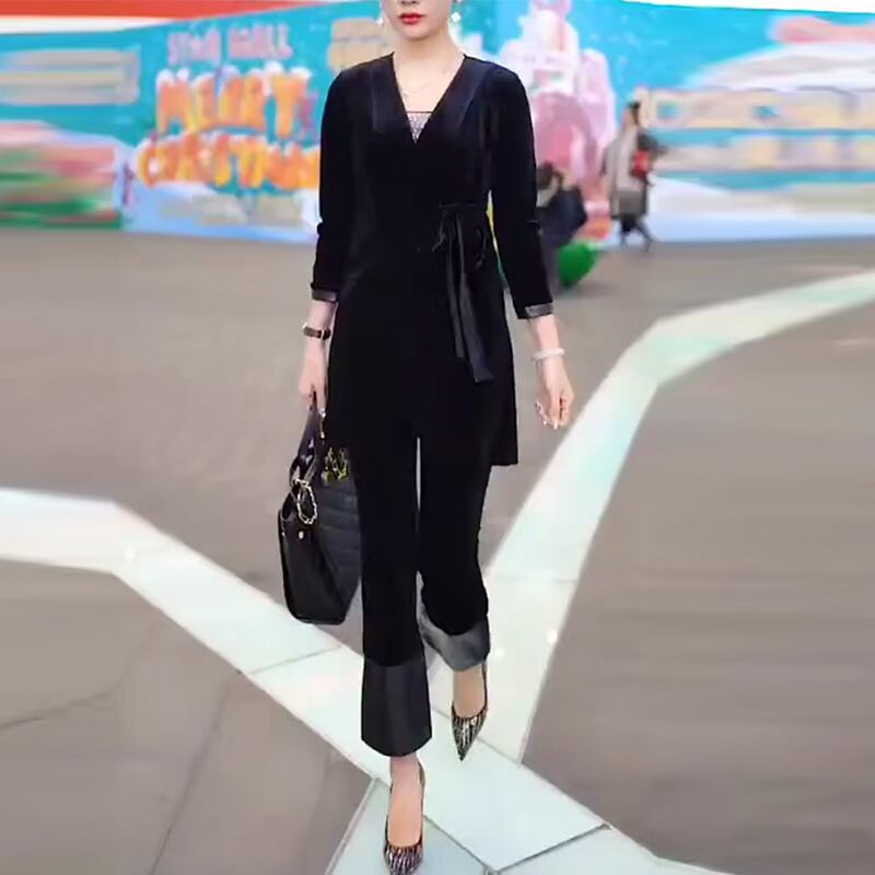 ベルベットスタイルジャケット パンツ 大きめサイズ ヨーロピアン ミックスインファッション79306783819