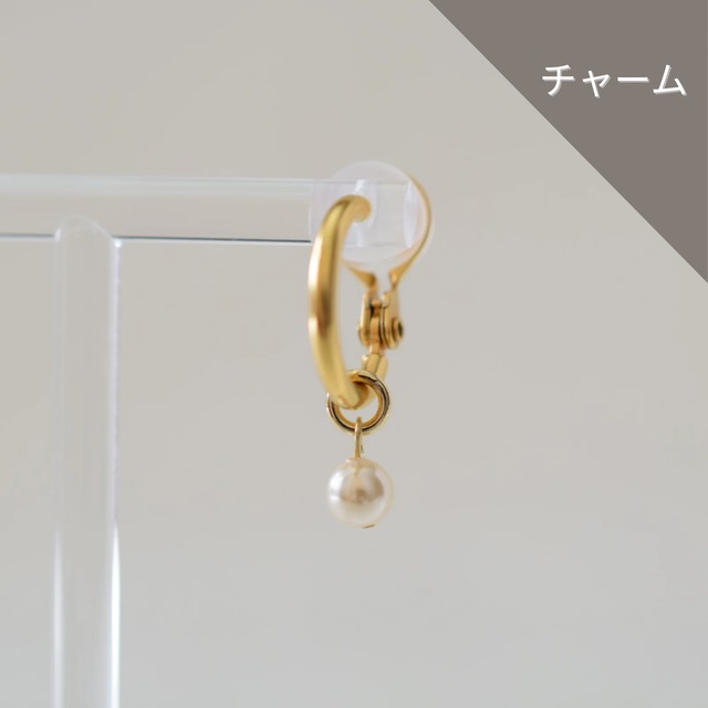 フープイヤリング用チャーム［パールS／ゴールド］