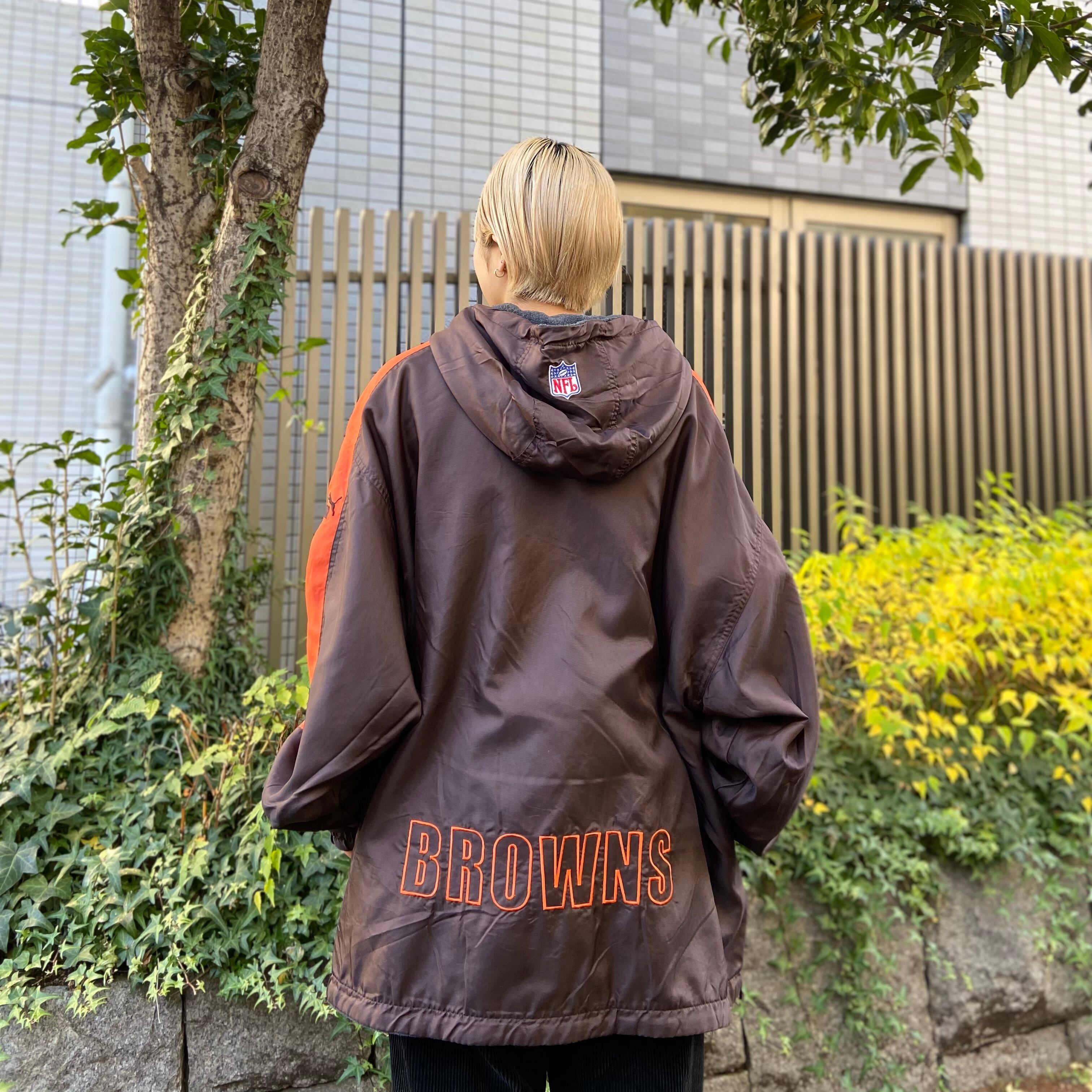 新品 NFL BROWNS ブラウンズ フェイク革ジャンパー M