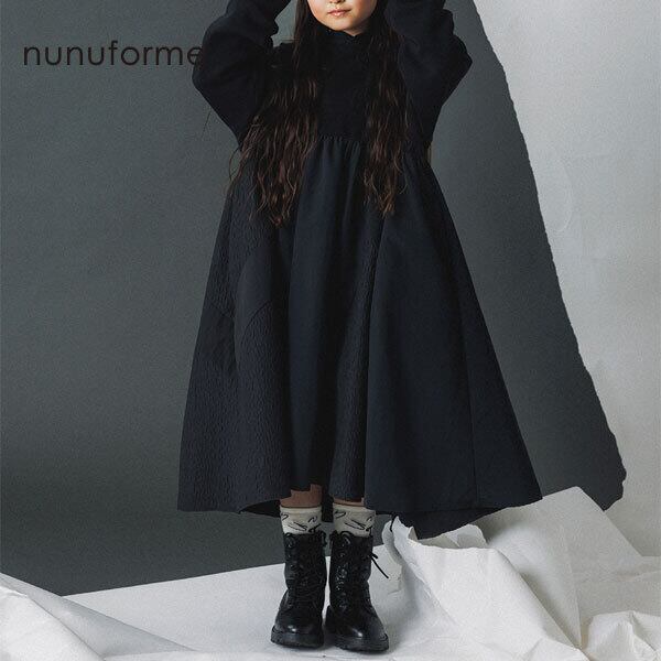 nunuforme 31-nf26-840-503/ミックスワンピース 子ども服 ブラック XL