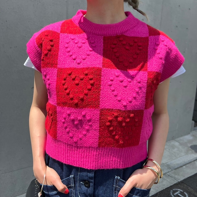 Heart mold knit vest _LN01294