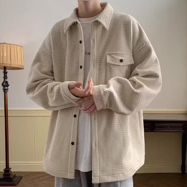 ワッフルテクスチャー　オーバーシャツジャケット　2カラー　LB1655