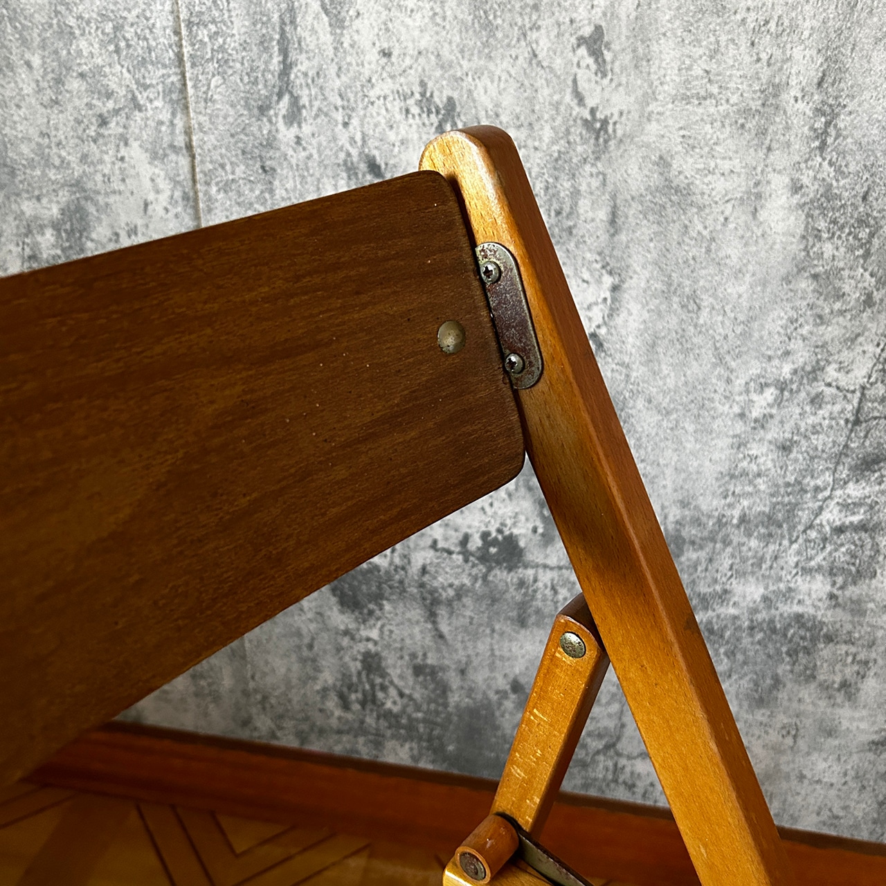 70's Vintage French Wood Folding Chair Used 中古 リペア済