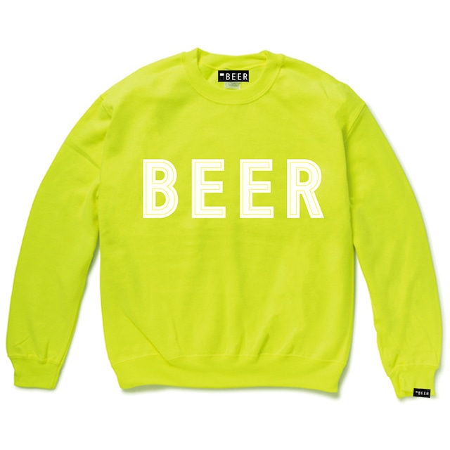 BEER アップリケロゴスウェット(裏起毛) イエローグリーン