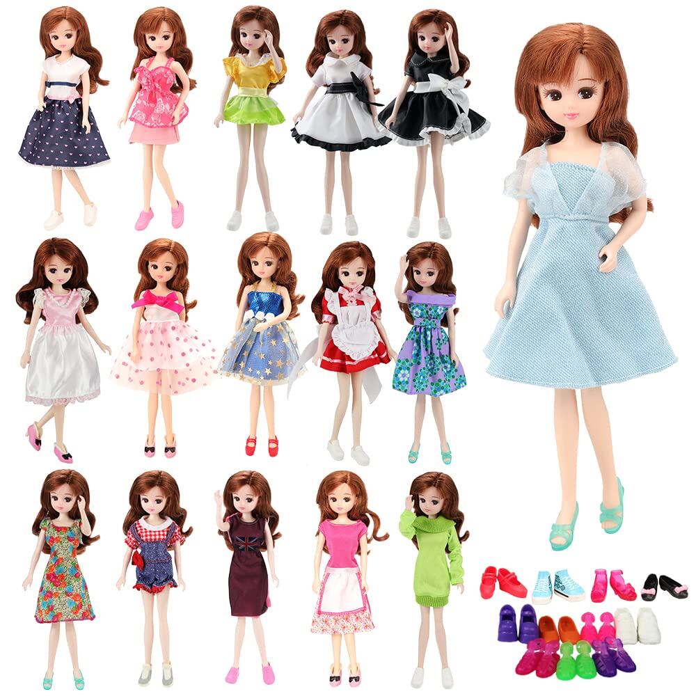 Barwa りかちゃん人形用ドレス 22㎝人形用洋服 6個セット＝3枚服＋3