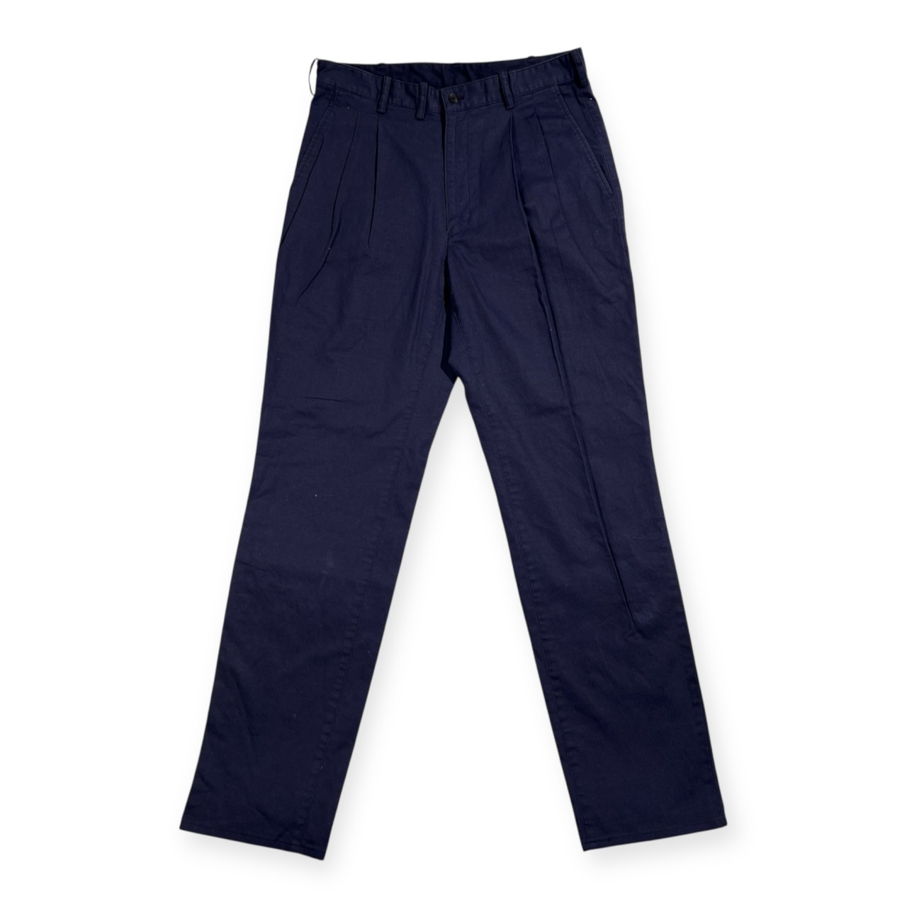 Papas パパス リネン混 ストレッチ コットンパンツ ツータック スラックス サイズ S 46 /ネイビー系 日本製 メンズ