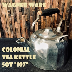 ワグナーウェア ビンテージ アルミ製 コロニアル ティーケトル 軽量 ポット 5QT WAGNER WARE アメリカ製 USA 1940～50年代 ウッドハンドル