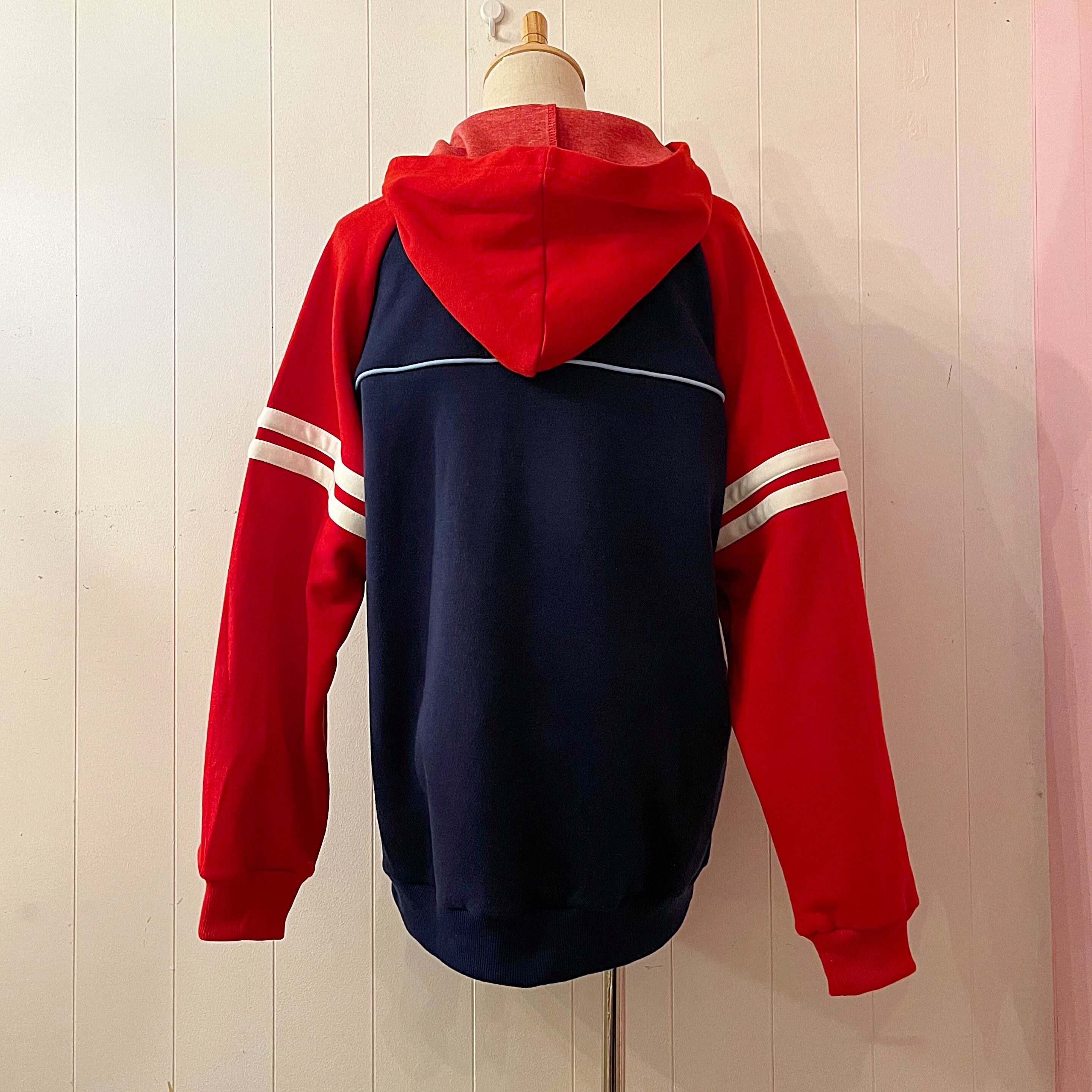 90s red navy jersey hoodie