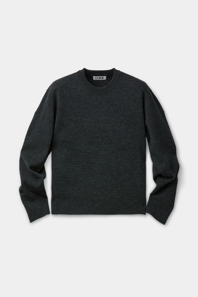 [COOR] Merino Wool Crew Neck Sweater (Melange Charcoal) 正規品 韓国ブランド 韓国通販 韓国代行 韓国ファッション クール クーア クアー 日本 店舗