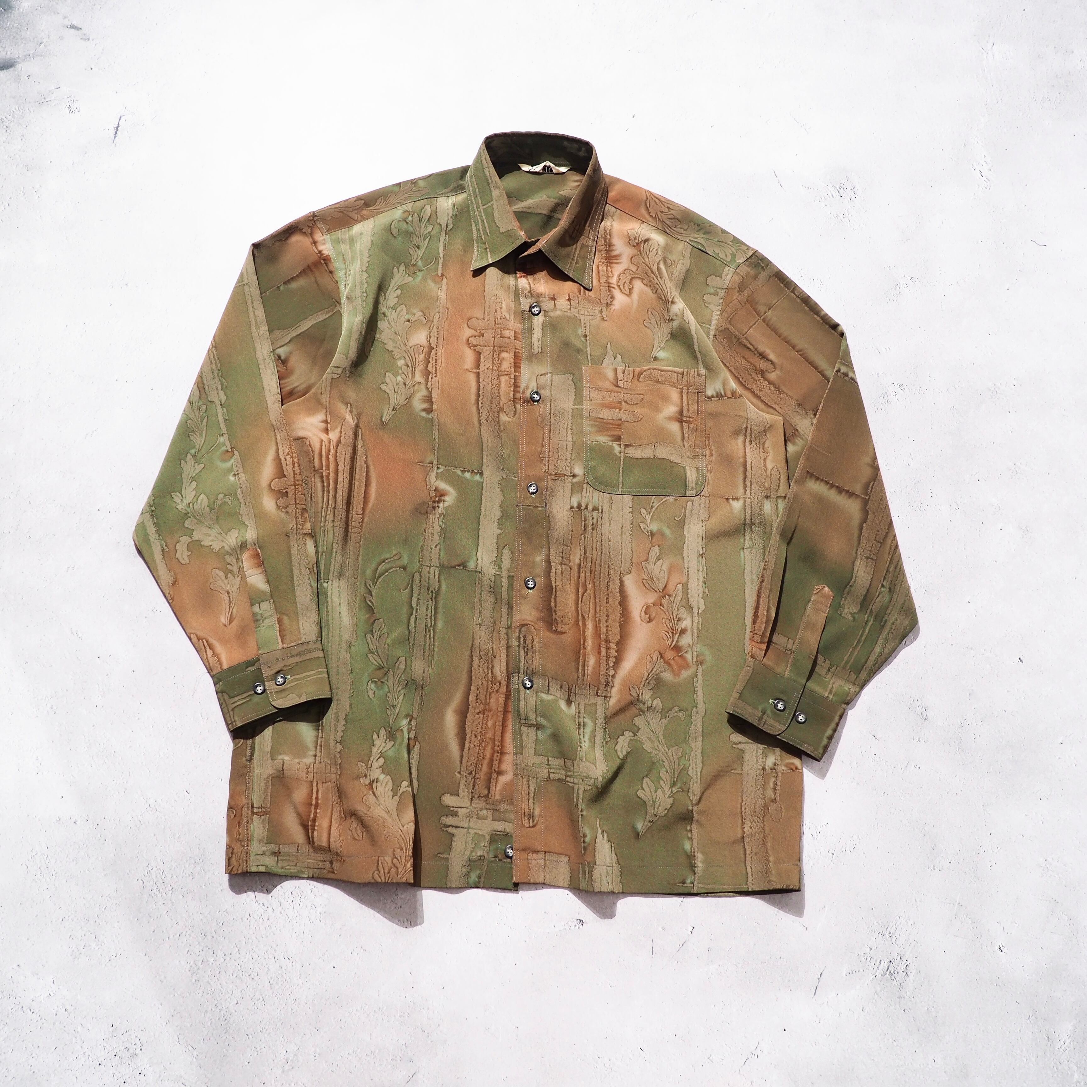 1980 - 90s ” 滲み ” Geometric patterns vintage Drape loose shirt