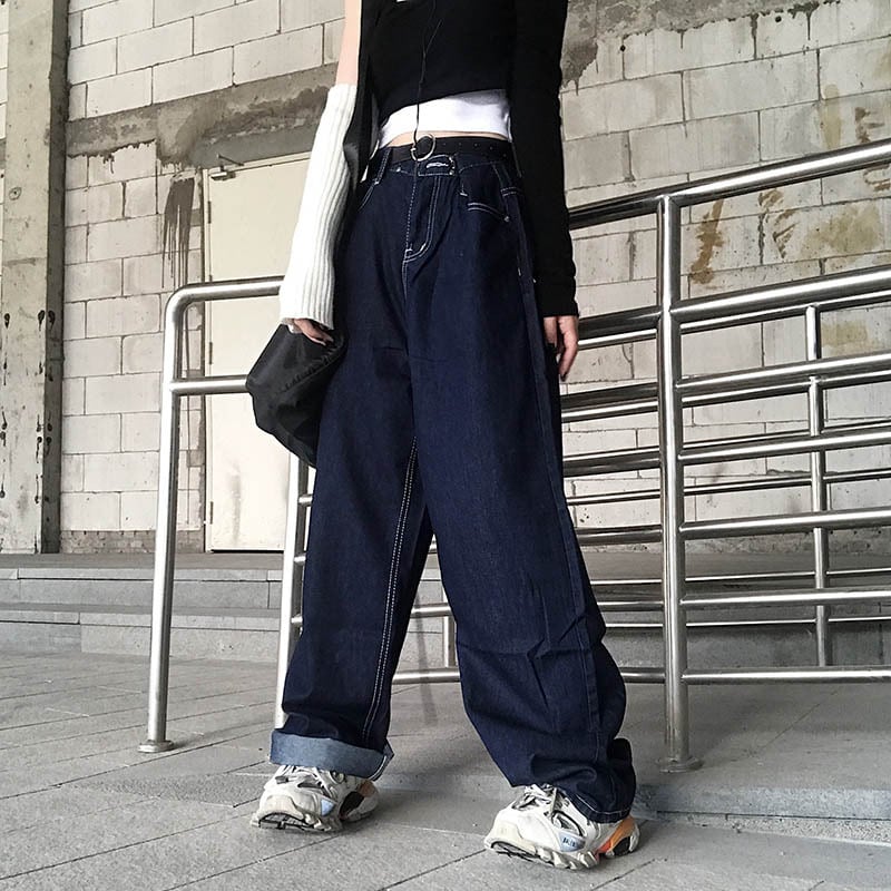 Deaile ダークデニム ワイドパンツ M Deaile ダークブルー ワイドパンツ original]ダークブルーワイドデニム