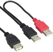 Groovy Y字型USB(Aオス-Aメス)延長ケーブル 全長52cm GM-UH009Y 黒