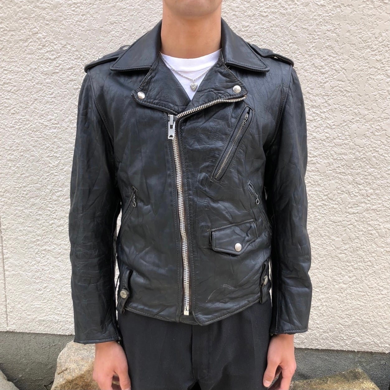 70s Schott 牛タグ usa製 one 四角く star ライダースジャケット