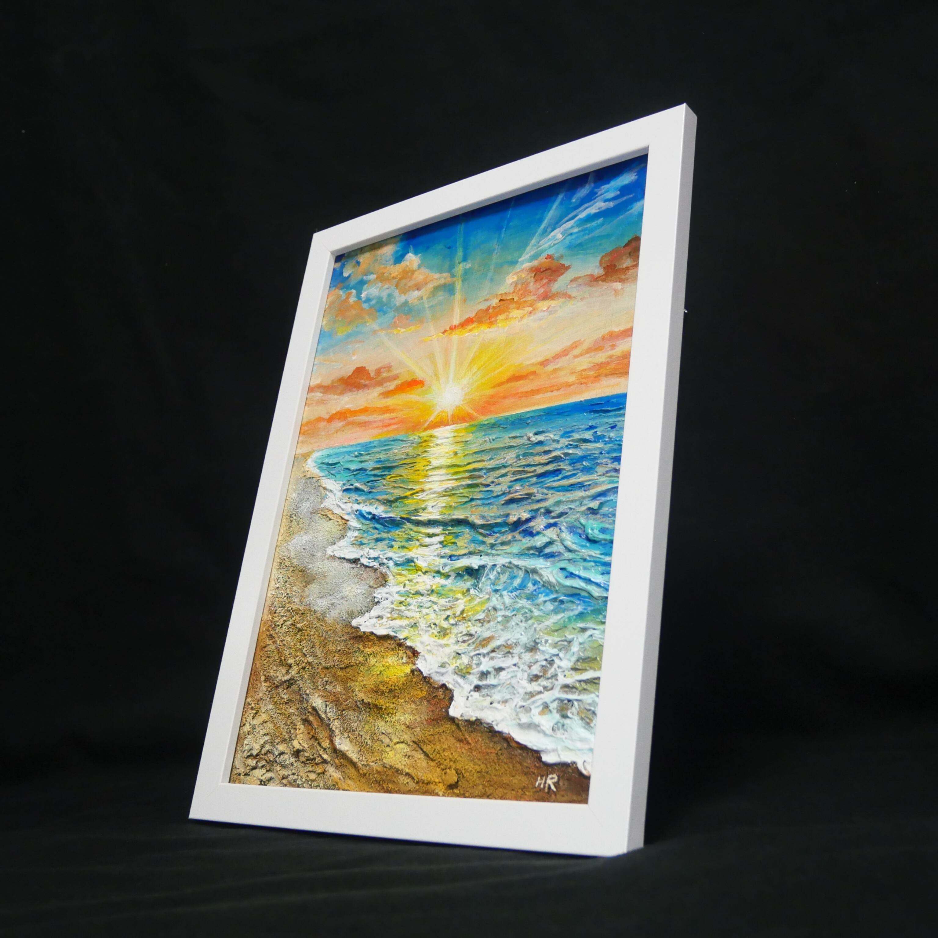 黄金比の朝景】油絵 原画 海の絵 朝日 風景画 夏のインテリア 新築祝い