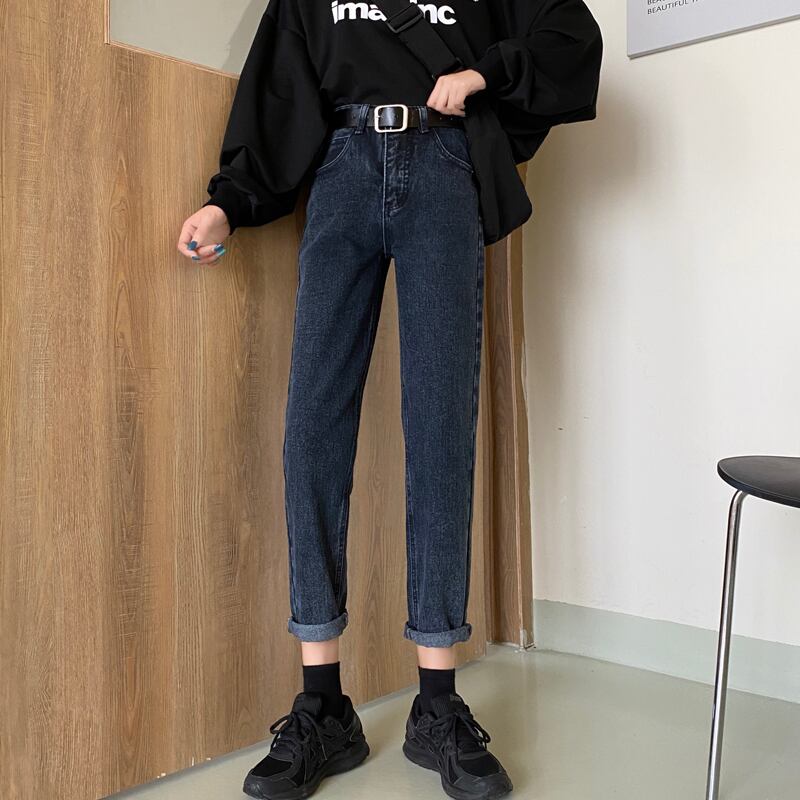 パンツ スプリングオータムスタイルルーズハイウェストウェストスリムジーンズ 春物 秋物 試着室36644785027