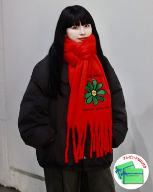 [即日発送] flower muffler【red】