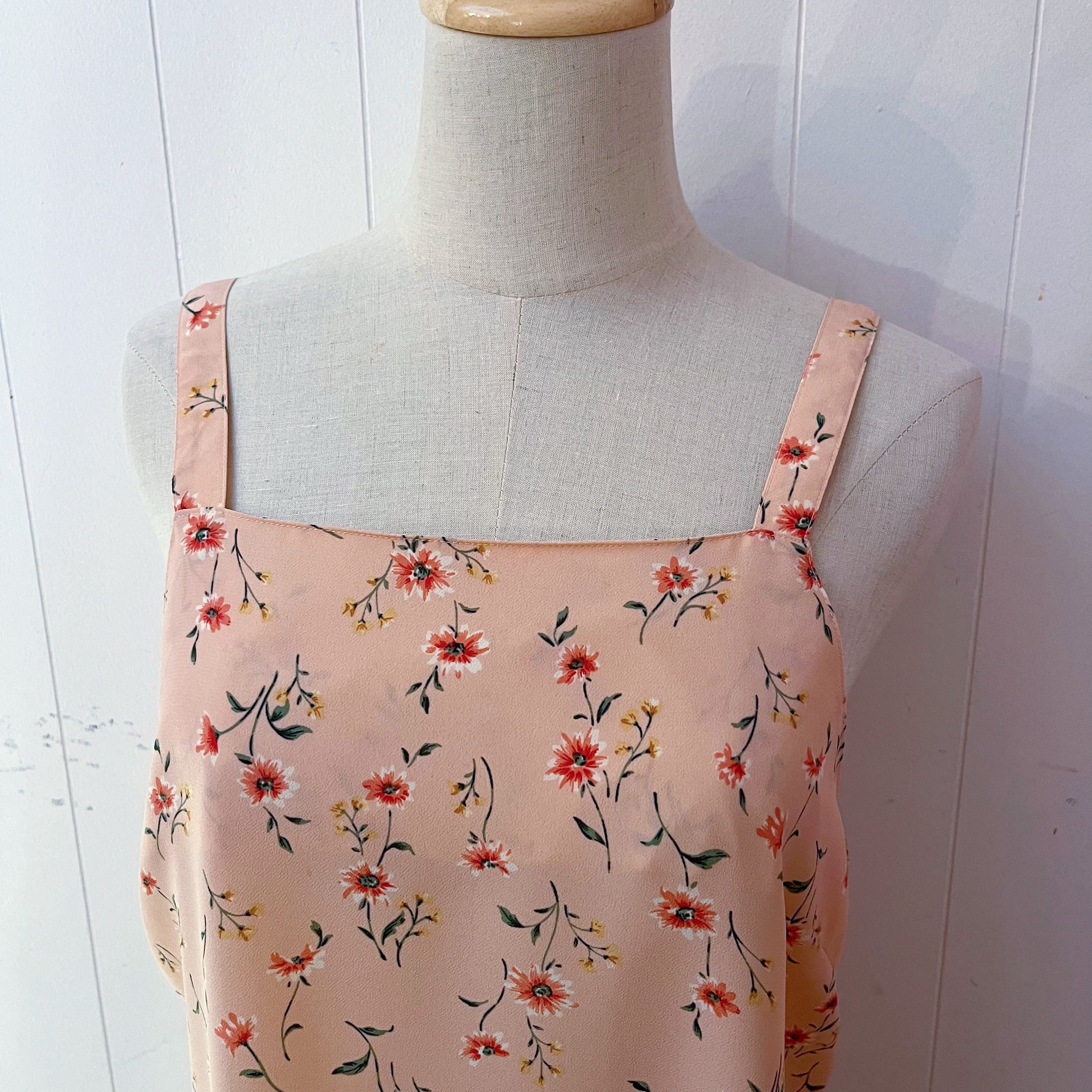 pink flower apron one-piece
