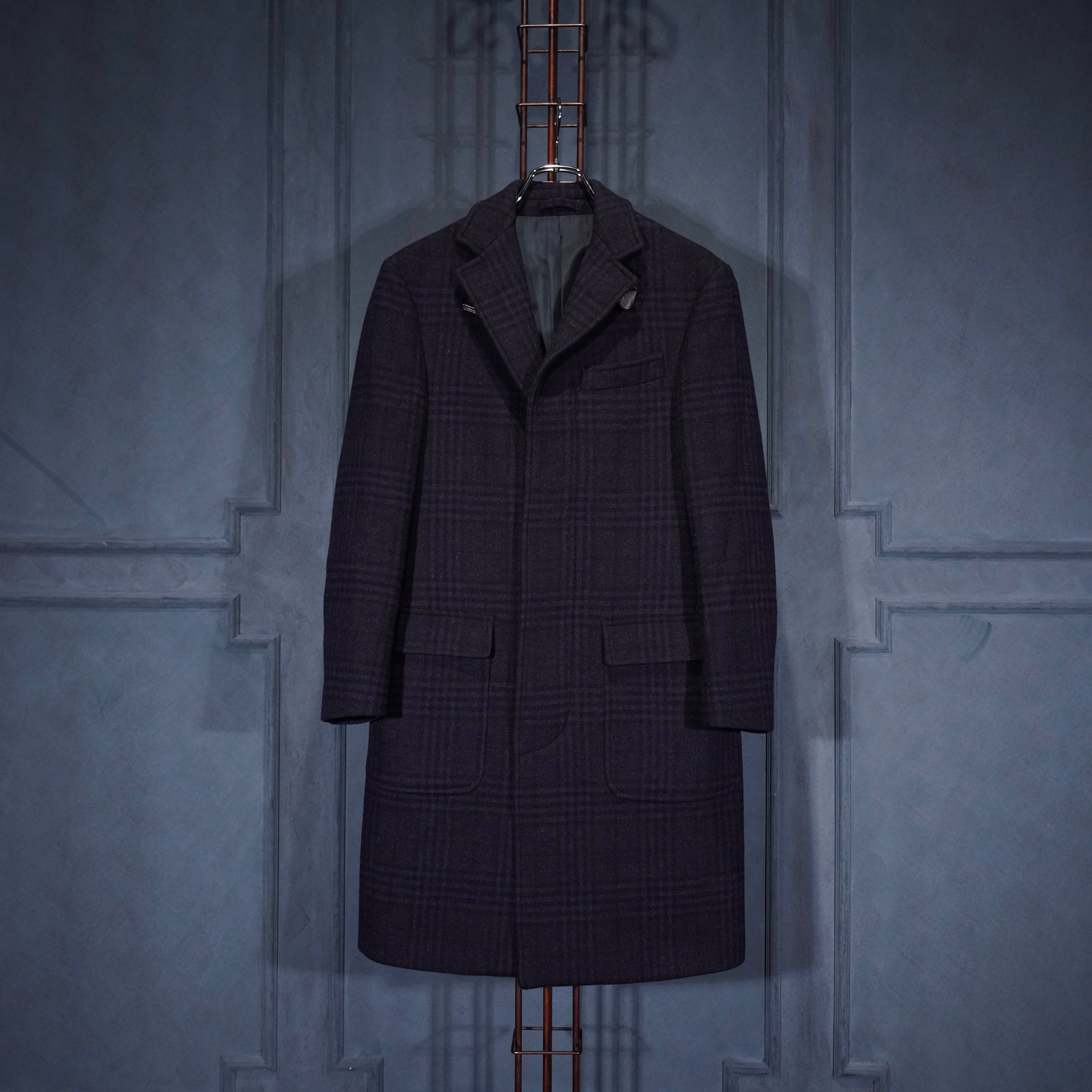 Salvatore Ferragamo CHECK PATTERNED WOOL CESTERFIELD COAT
