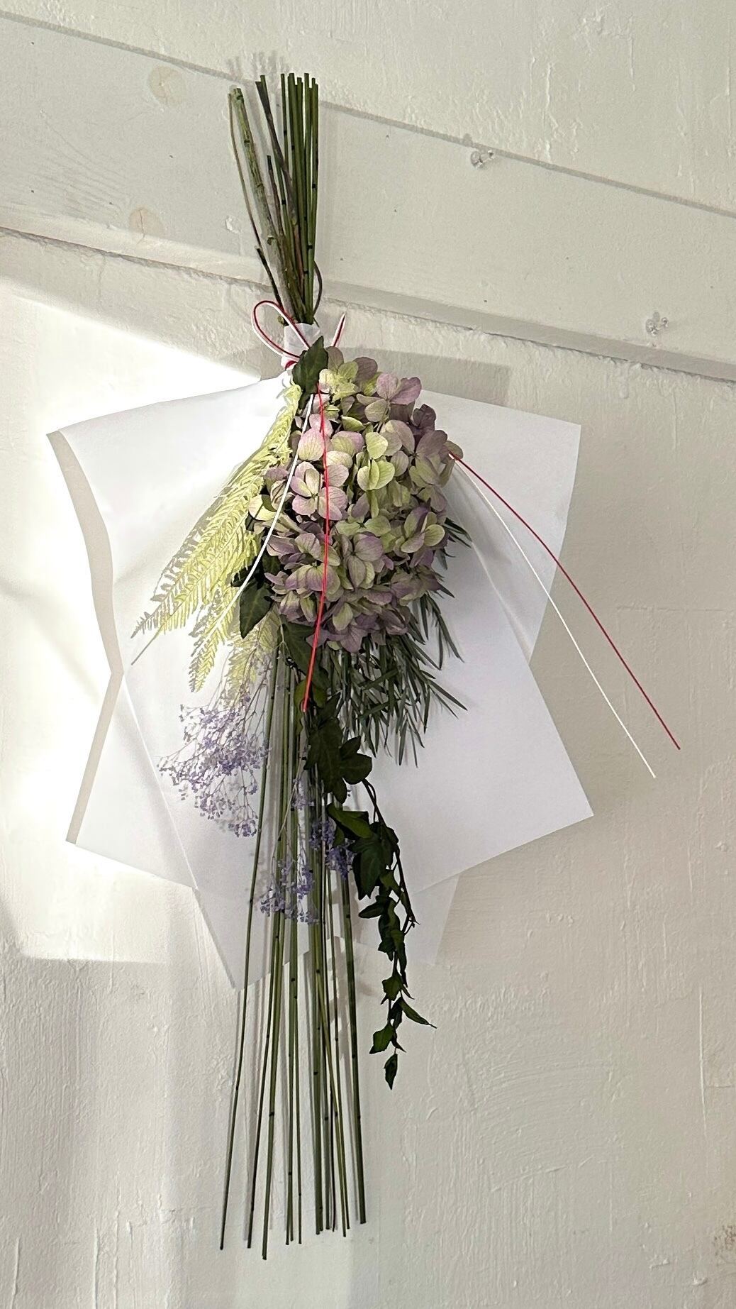紫陽花守り~紫陽花の和風スワッグ~ プリザーブドフラワー・ドライフラワー