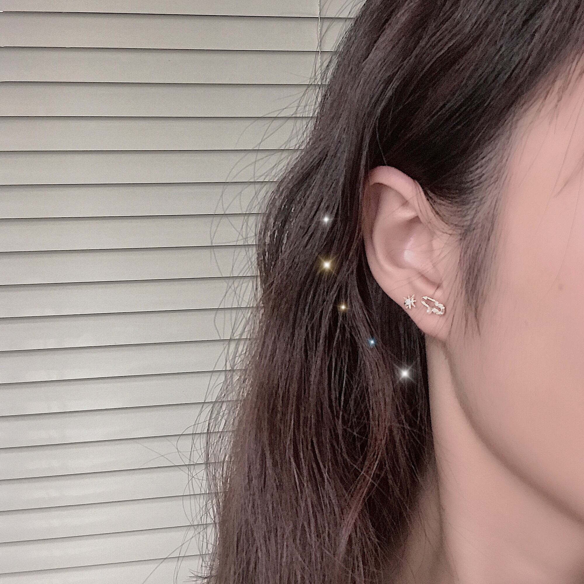 アシンメトリーイヤリング 指輪 ブラック・アイド・ピーズ49313686675