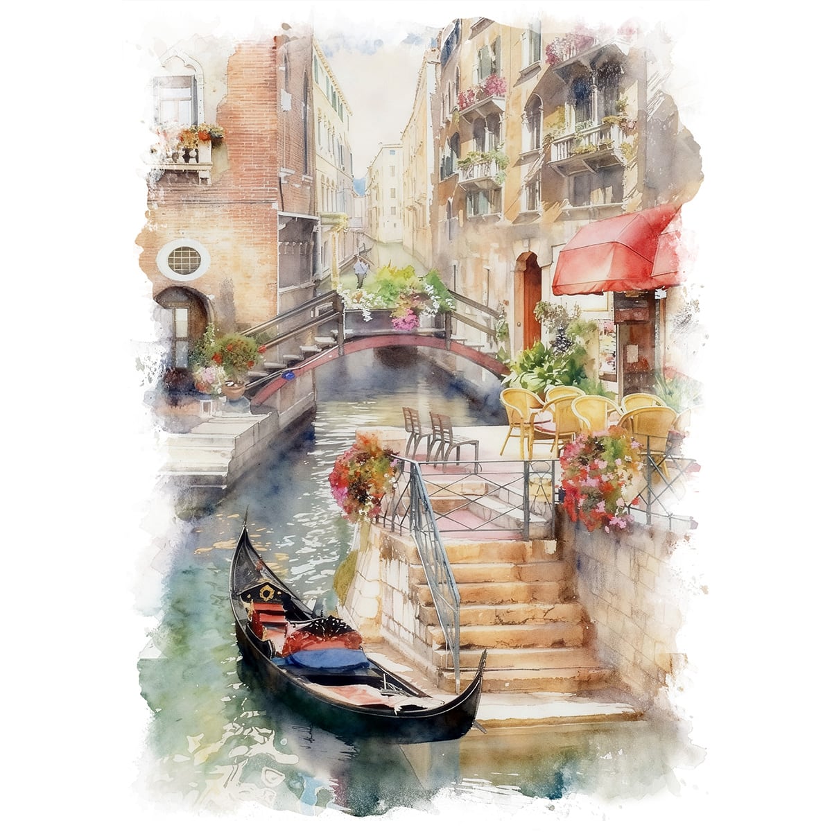 絵画 イタリア 風景画(街並み) ヴェネツィアの運河 インテリアアート額