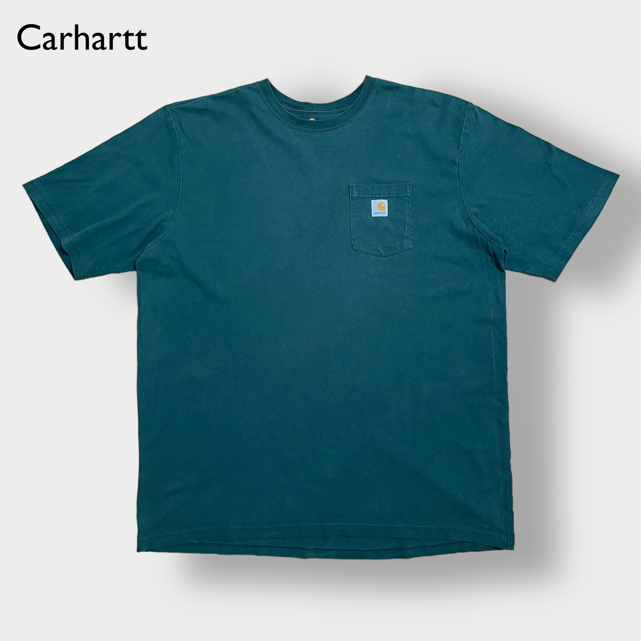 【Carhartt】3XL ビッグシルエット ポケットTシャツ ポケT カーハート 深緑 ディープグリーン US古着