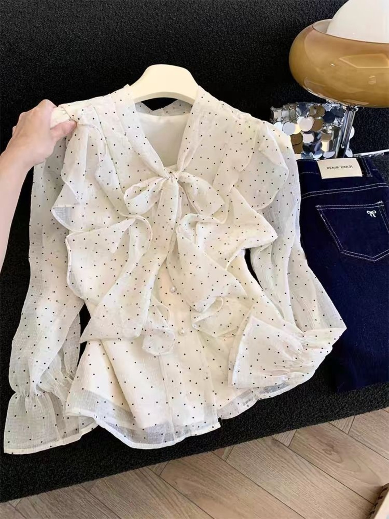 Polka Dot Frill Top
