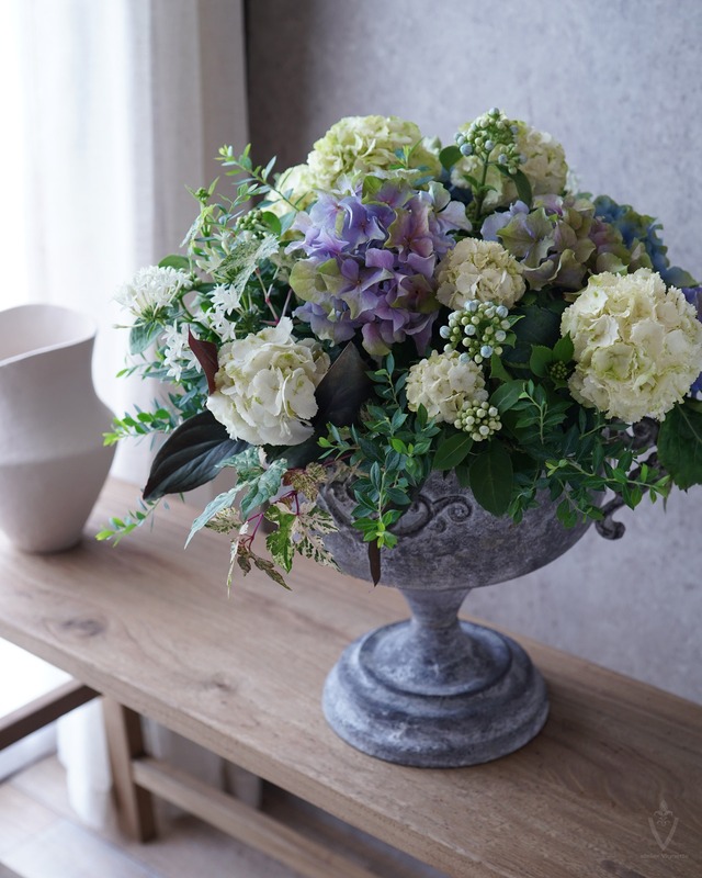 【ブリキ植木鉢】アンティークハンドルカップ　φ25cm(34cm)