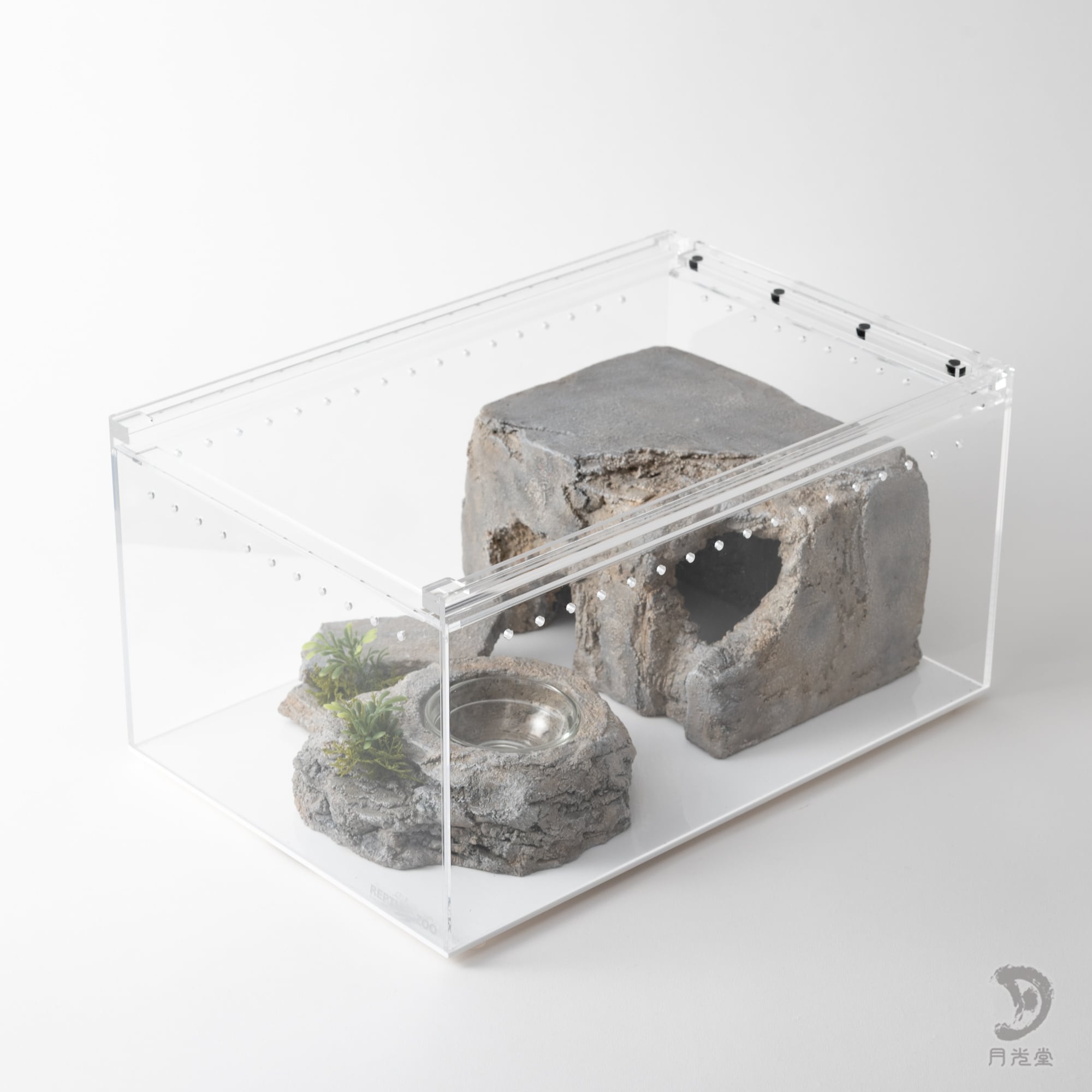 爬虫類シェルター｜廃墟 水入れ + ガレキ セット｜レプタイルボックス