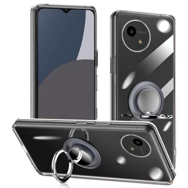 AQUOS wish4 ケース SH-52E リング付き 透明 アクオスウィッシュ4
