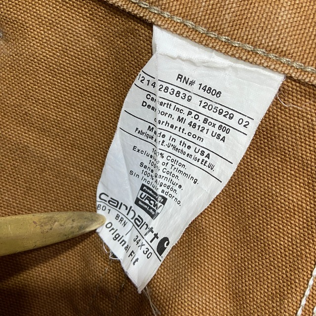 USA製 カーハート ダブルニーダックペインターパンツ　フェード　W34L30