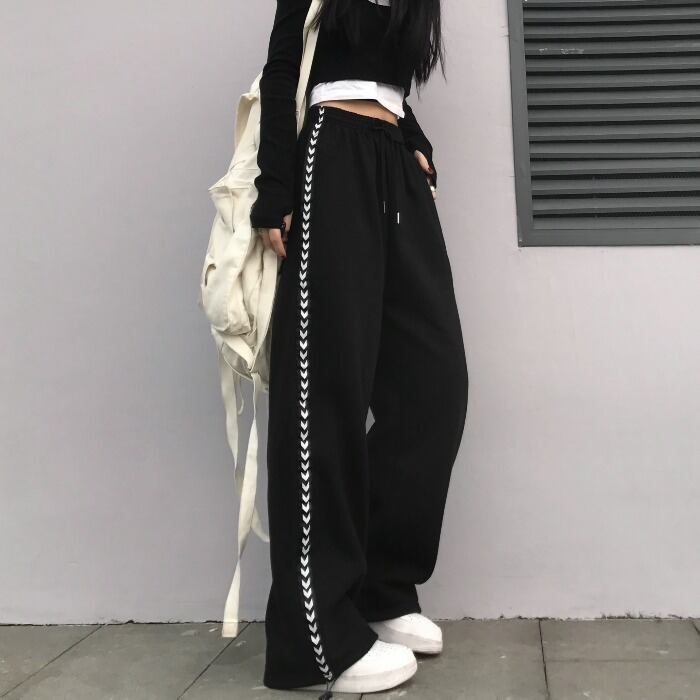 スプリングサマールーズカジュアルパンツ ブラックハイウェストウェスト 春物 夏物 ケッペル32084781703