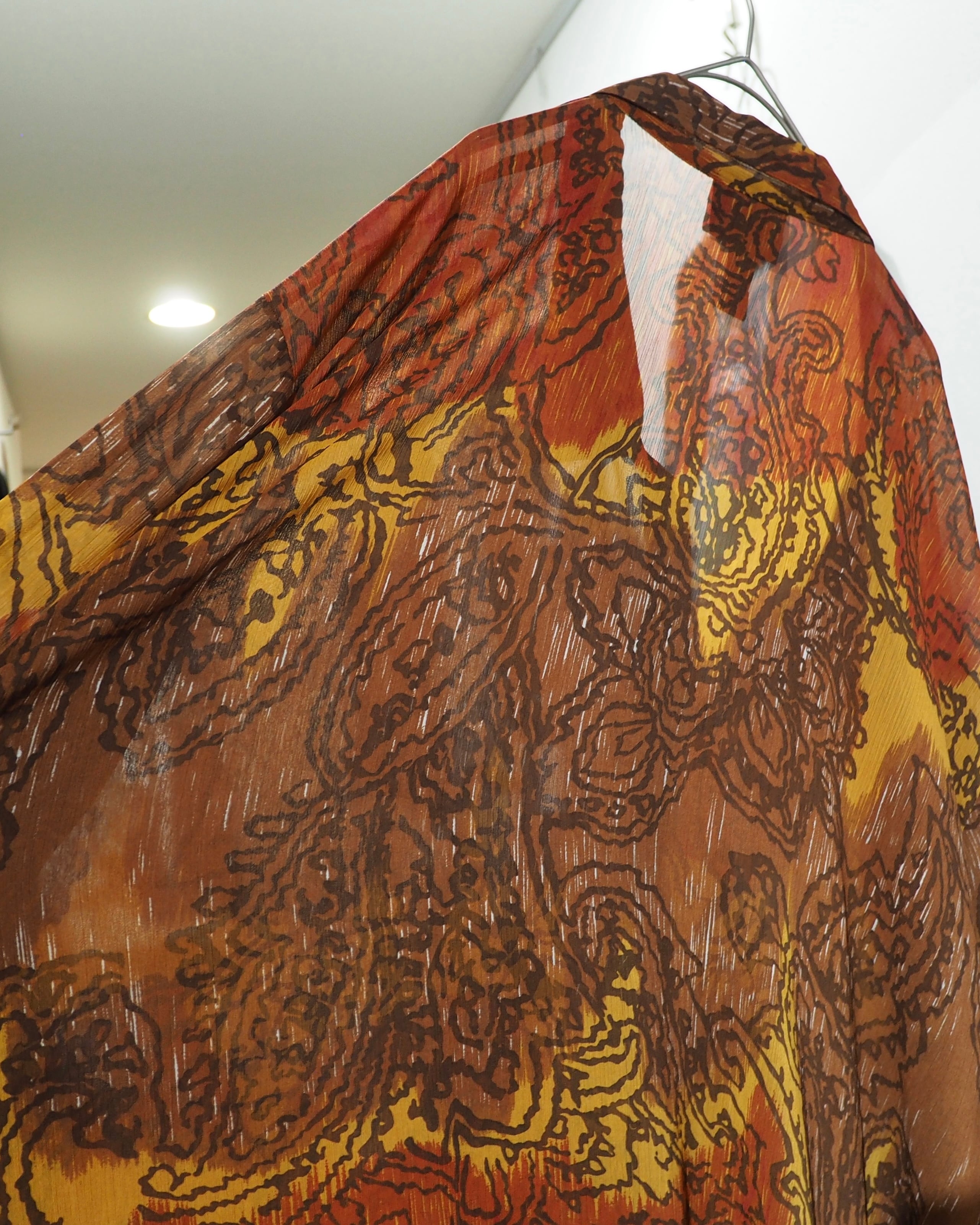 Beautiful Ethnic pleats × Sheer Design Vintage Drape Over silhouette shirt
