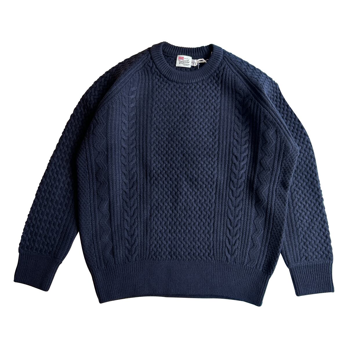 【Men's】FISHERMAN CREW NECK PULLOVER-NAVY【Traditional weatherwear】フィッシャーマンクリューネックプルオーバー