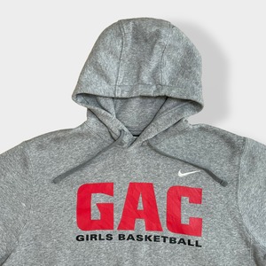 【NIKE】GAC ロゴ プリント GIRLS BASKETBALL バスケ フーディー hoodie 刺繍ロゴ スウッシュ スウェット トレーナー L ナイキ US古着