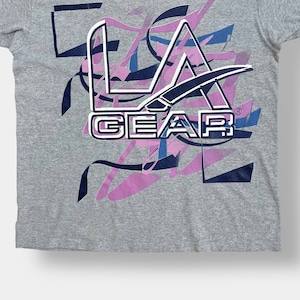 【LA GEAR】90s USA製 ロゴ プリント Tシャツ グレー シングルステッチ ヴィンテージ ビッグプリント 半袖 US古着