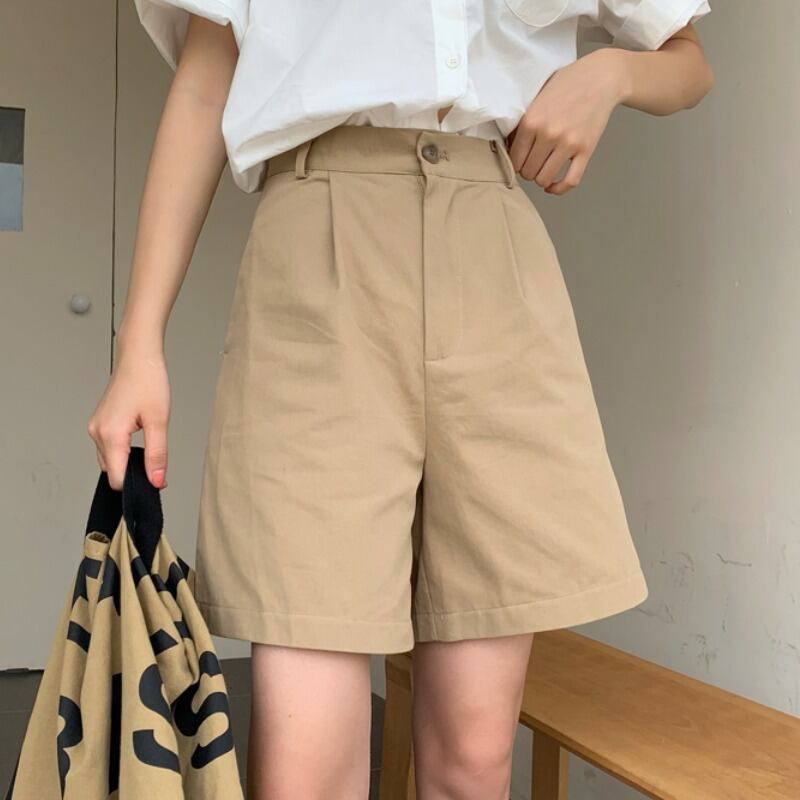 ベーシックソリッド カラーハイウェストウェストショーツ カジュアルパンツ サマーレディース 夏物 ブルマー ソリッドカラー YY-ファッション10706378484