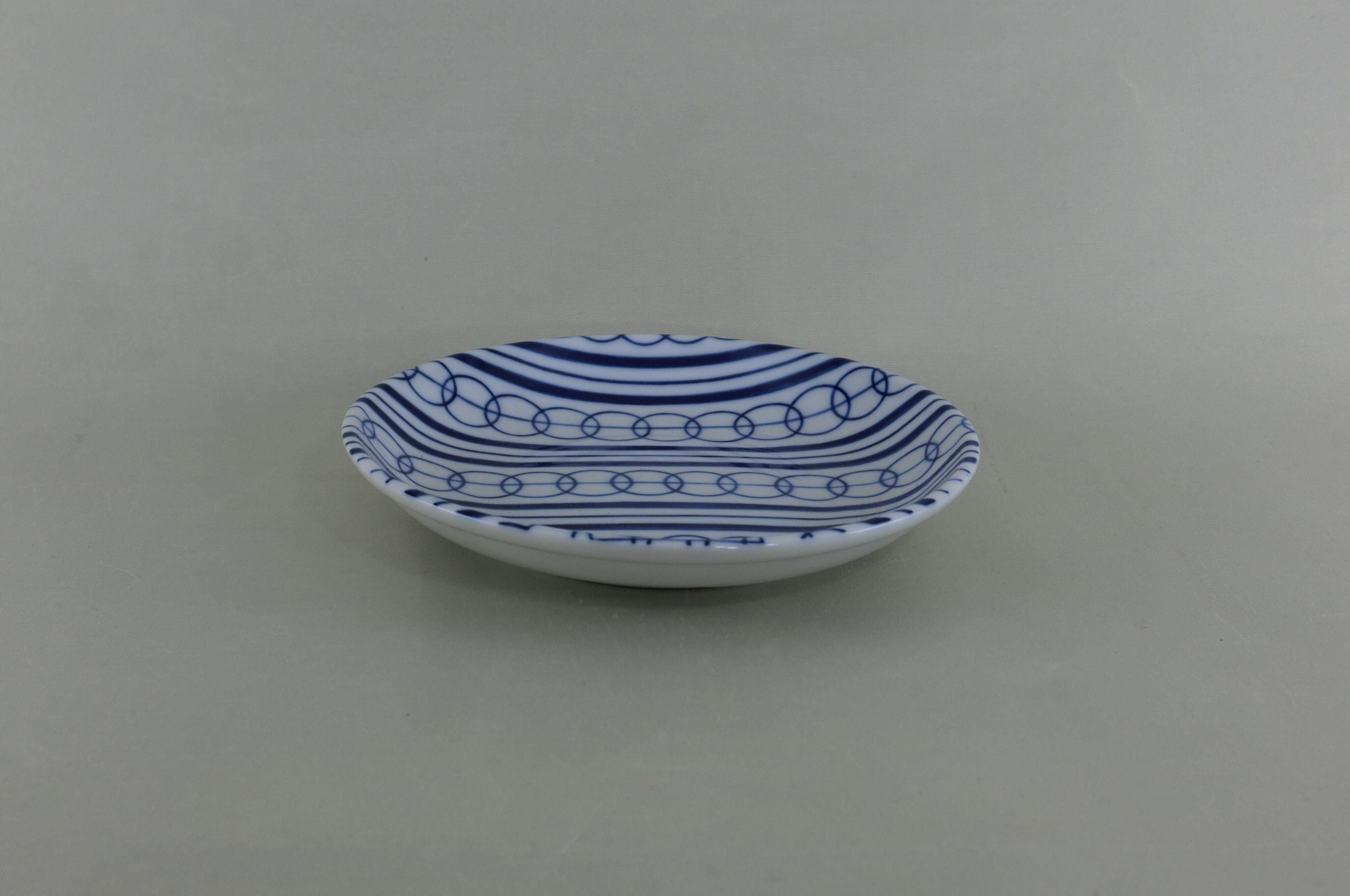 藍小紋伝統柄シリーズ　銘々皿（輪つなぎ）