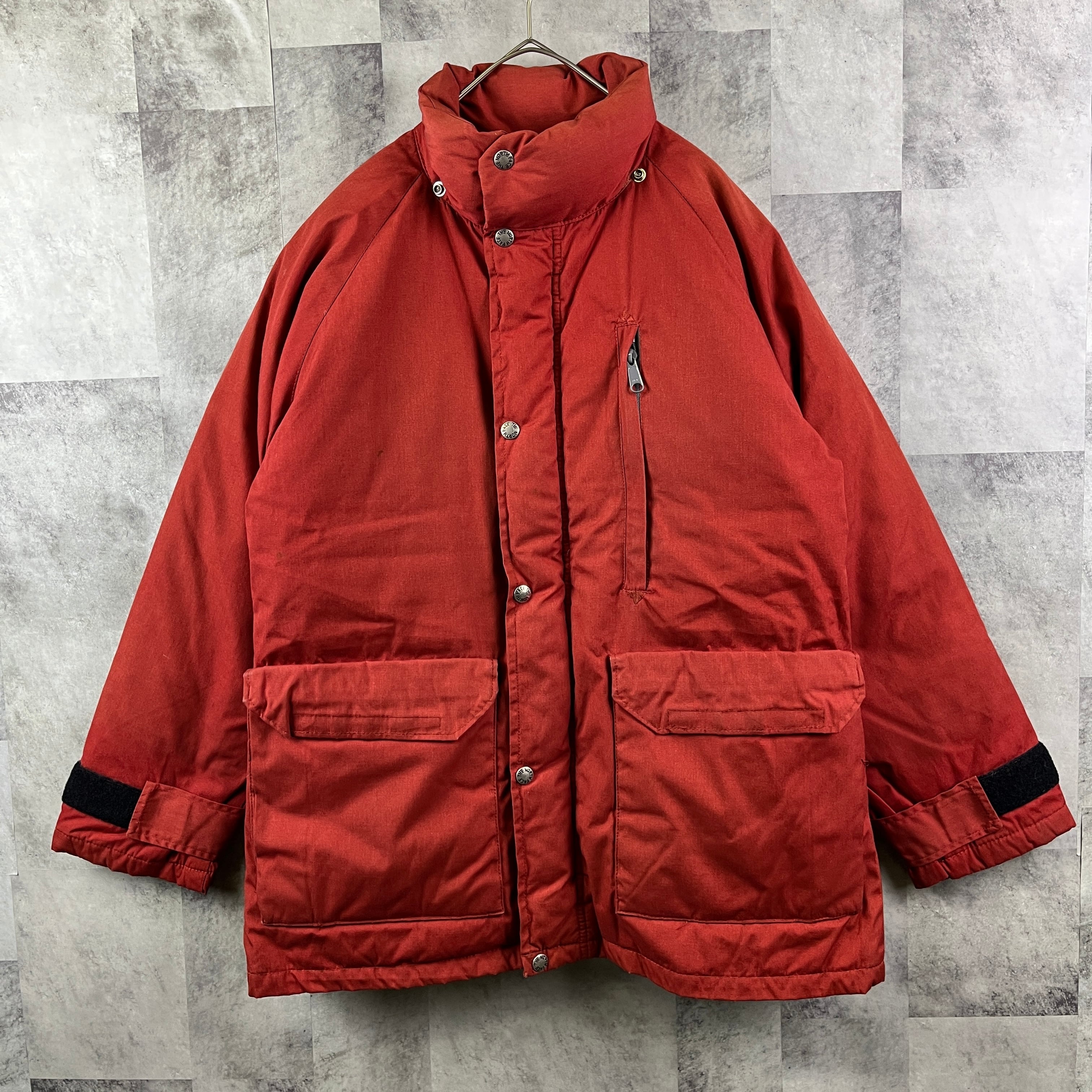 80s USA製 THE NORTH FACE SEROW ダウンジャケット 茶タグ エンジ XS 