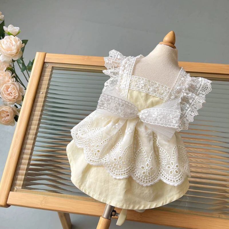 ロマンティックレースのドレス 犬服 00715