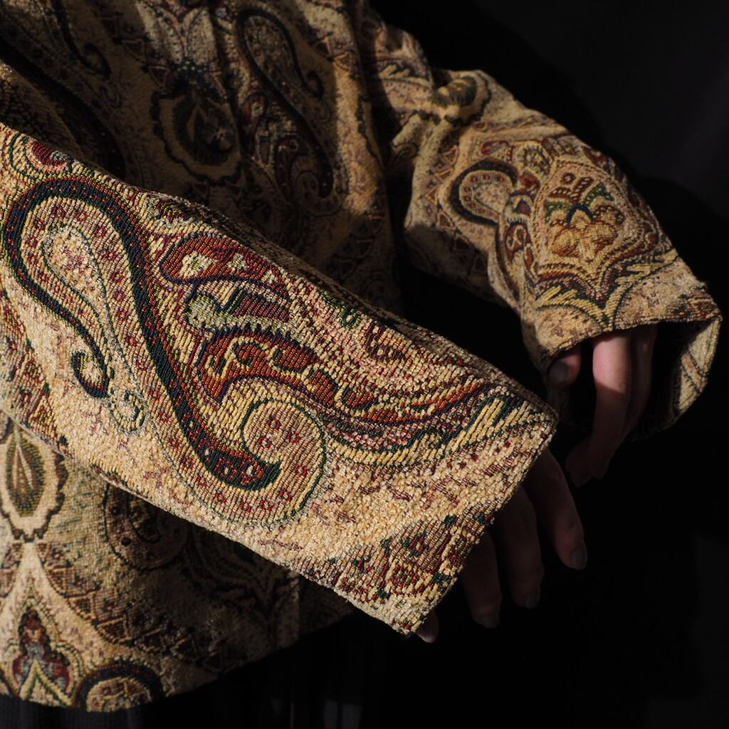 曼荼羅 - ethnic full pattern embbossed gobelin weave vintage jacket