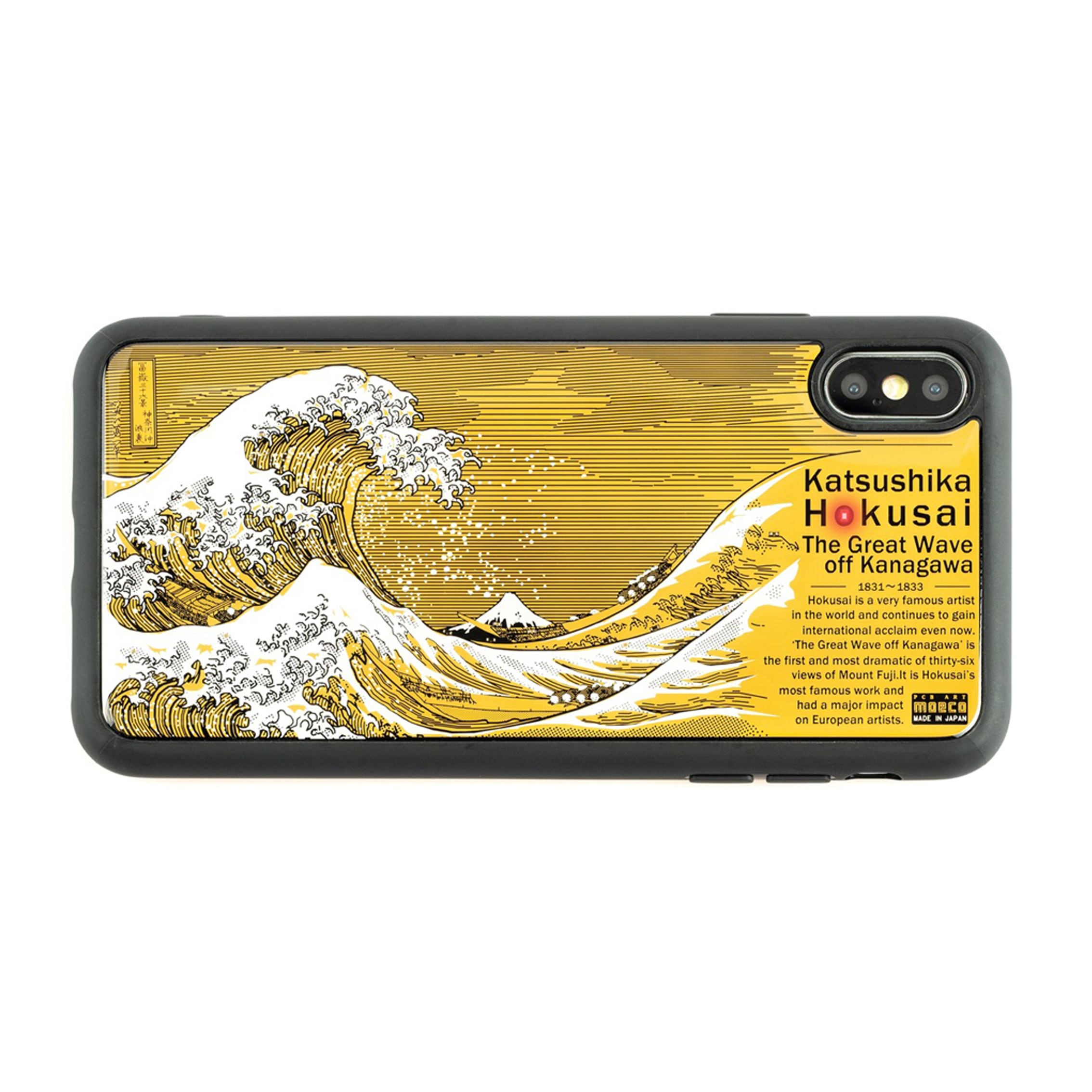CASECESS 波模様 iPhoneケース FLASH 神奈川沖浪裏 基板アート iPhone XS Max ケース | PCB ART moeco