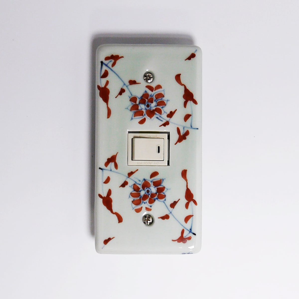 スイッチプレート 赤花紋(1穴)