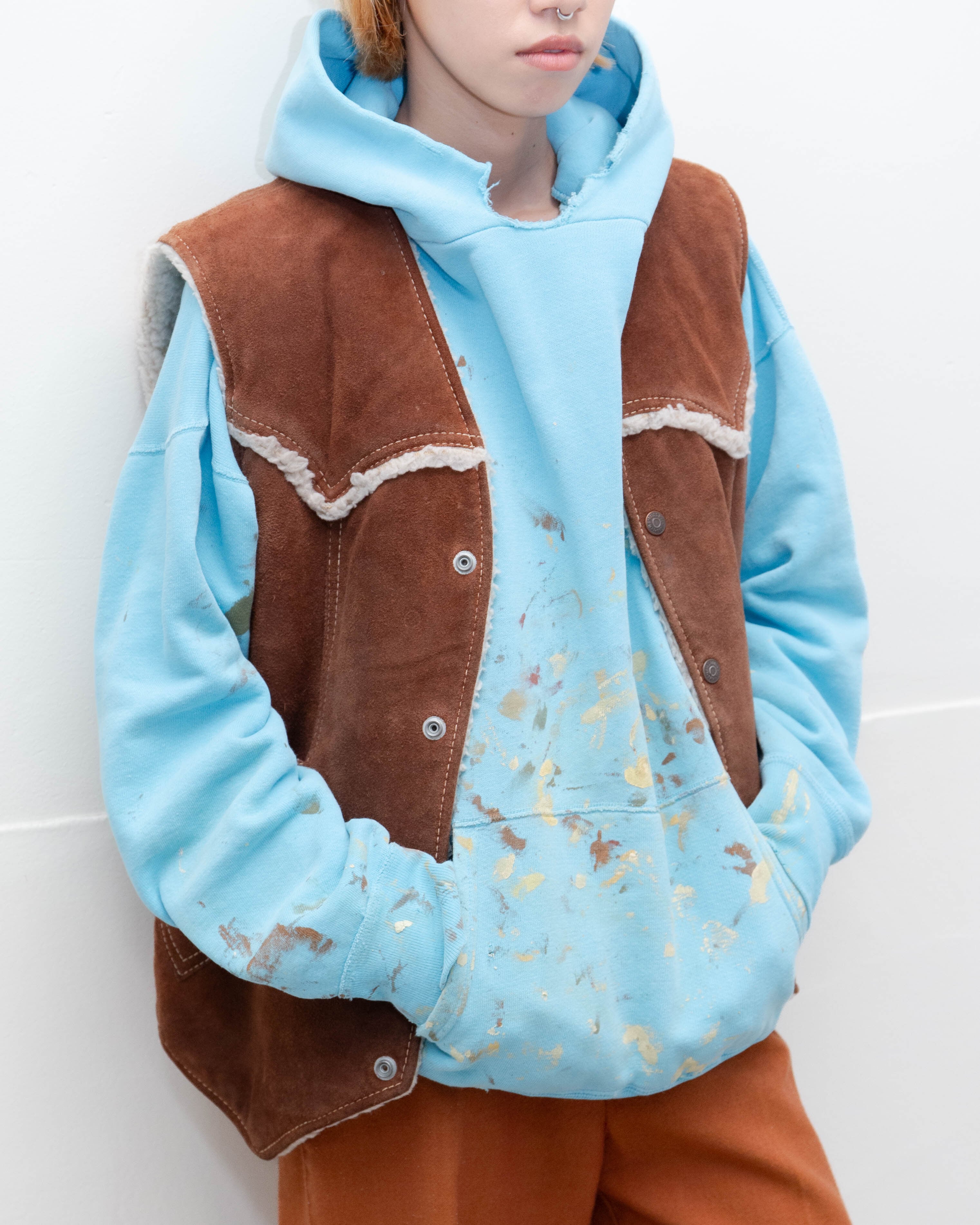 1950-60s good damaged & paint splashed sweat hoodie | LUIK FINN