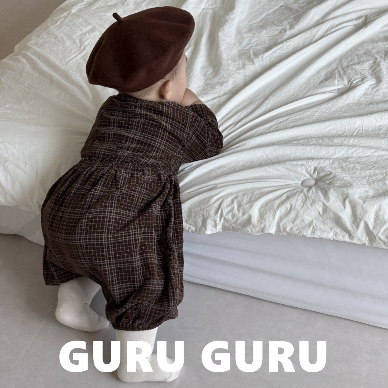 【guruguru】コーデュロイチェックロンパ アイボリー 70~90cm 241203 - 11