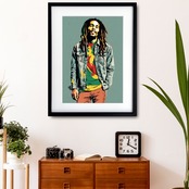 ONE LOVE｜ボブ・マーリーの魂を感じるレゲエアートポスター｜自由と平和を象徴するカラフルで心温まるインテリアA2ポスター