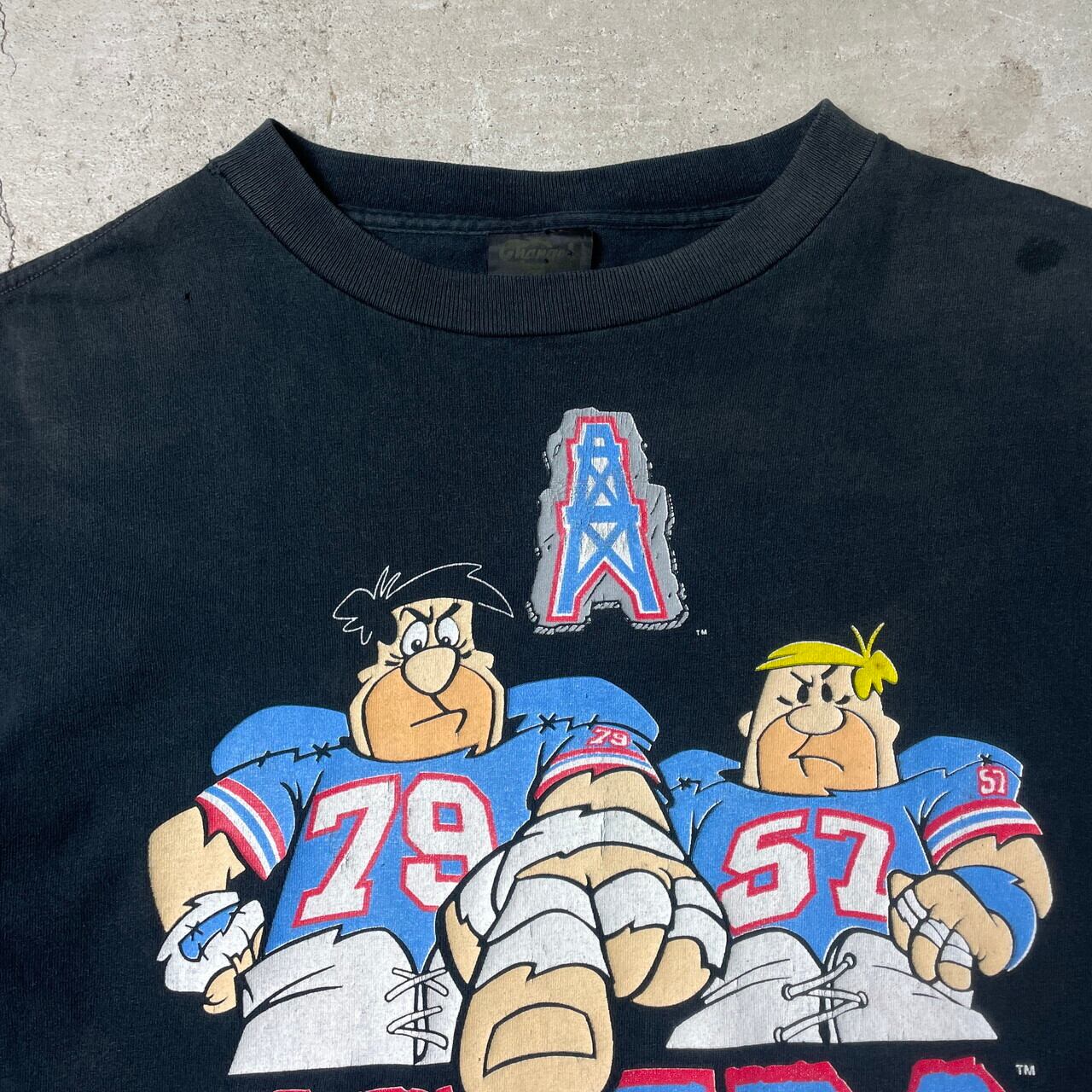 90年代 THE FLINTSTONES HOUSTON OILERS NFL キャラクタープリント T