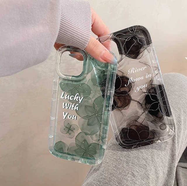 iPhoneケース iPhone14 iPhone13 クリアケース 水彩 花柄 英字 英語 スマホケース おしゃれ 韓国 2350