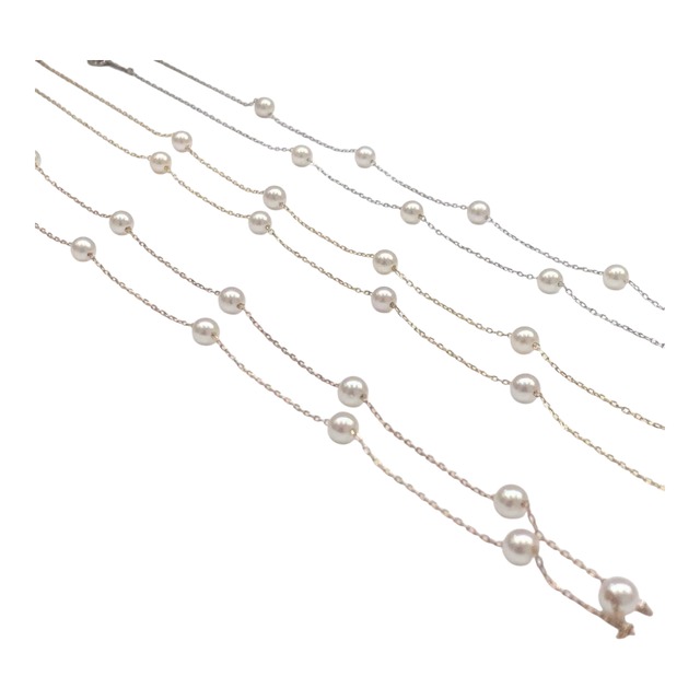 K18WG/YG/PG 4.0ﾐﾘ ﾊﾟｰﾙ ｽﾃｰｼｮﾝﾈｯｸﾚｽ